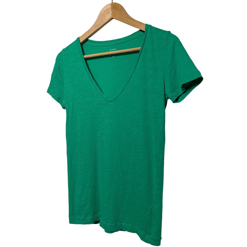 J.Crew‎ Vintage Cotton V Neck T Shirt Green Size Small